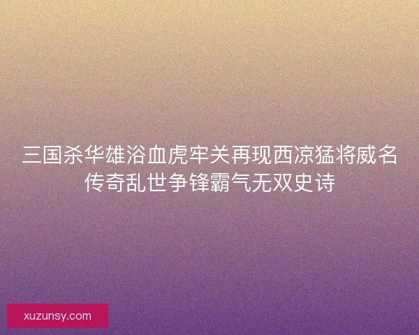 三国杀华雄浴血虎牢关再现西凉猛将威名传奇乱世争锋霸气无双史诗