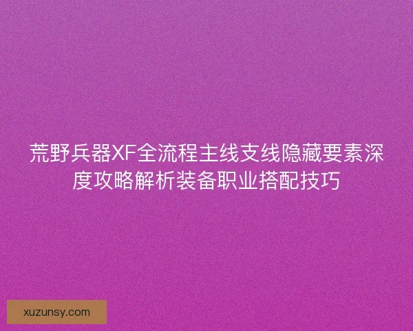 荒野兵器XF全流程主线支线隐藏要素深度攻略解析装备职业搭配技巧