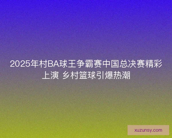 2025年村BA球王争霸赛中国总决赛精彩上演 乡村篮球引爆热潮